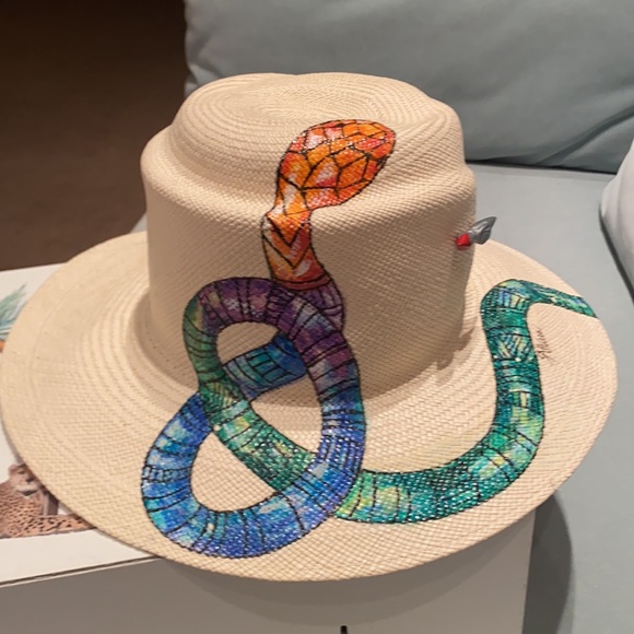 Ibo-Maraca ? Panama Hat hand painted with Scarf M